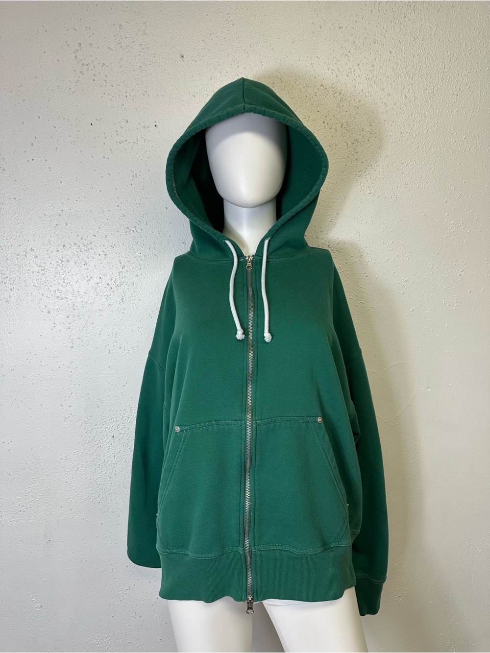 PacSun Women's Emerald Green Full-Zip Hooded Sweatshirt